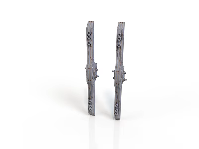 Industrial Gray Long Rectangular Mechanical Equipment With Holes And Connection Structures 3d model