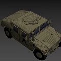 Military Hummer Army Vehicle With Green Exterior Large Tires And Markings