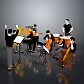 Game and Movie Characters Performing as Classical Orchestra Musicians with Instruments