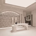 Minimalist Clothing Store Interior With Stone Walls Garment Racks And Large Mirror