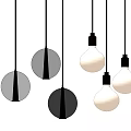 Modern Pendant Lights Featuring Circular Bulb Shaped Black White Gray Designs 3d model