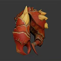 Game Movie Character Red Monster 3D Model With Giant Flaming Claws And Orange Luminous Details