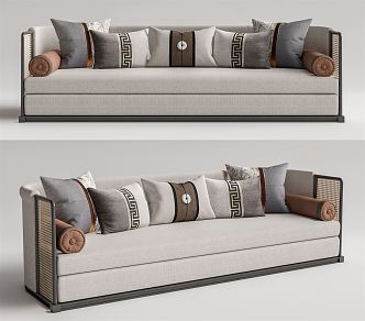 New Chinese-style Multi-person Sofa 3d model