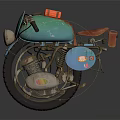 Vintage Turquoise Motorcycle With Red Leather Seat And Retro Metallic Design Elements