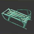 Vintage Sled With Retro Design Rustic Metal Frame And Colorful Wooden Slats