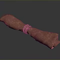 Soft Rolled Brown Fabric Napkin Tied With Natural Rope For Home Use