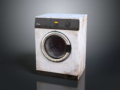 Zanussi Worn Appearance Washing Machine With Electronic Control Panel And Round Door 3d model