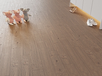 Modern Wood Flooring Solid Wood Flooring Plush Toy Three Little Pigs Ornaments Vintage Wood Flooring 3d model