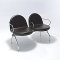 Modern Black Two Seater Sofa with Curved Backrest Armrests and Metal Legs