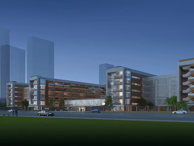 Modern School Building with Contemporary Glass Facade Multiple Floors and Urban Green Surroundings 3d model