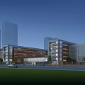 Modern School Building with Contemporary Glass Facade Multiple Floors and Urban Green Surroundings