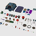 Outdoor Recreational Camping Gear Including Tent Inflatable Mattress Folding Table Chairs And Cooking Tools
