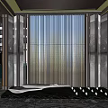 Modern Entrance Gate Design With Glass Curtain Metal Frame And Decorative Ground