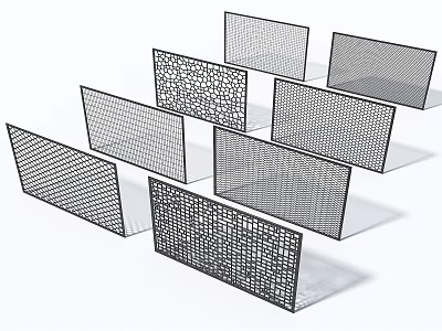 Modern Metal Fence Designs With Various Mesh And Perforated Patterns 3d model