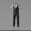 Men's Formal Suit Vest Set With White Shirt Gray Vest Red Tie And Gray Pants