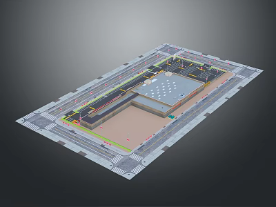 3D Architectural Layout Model of Large Complex Site Plan with Road Networks and Zones 3d model