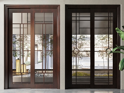 New Chinese style sliding door kitchen sliding door combination 3d model