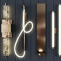 Modern Wall Lamps In Contemporary Styles With LED Lighting On Dark Background