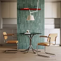 Contemporary Kitchen Table And Chairs With Glass Top Metal Frame And Beige Leather Seats