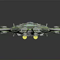 Cosmic Spacecraft Structural Part Featuring Green Blue Accents And Metallic Finish