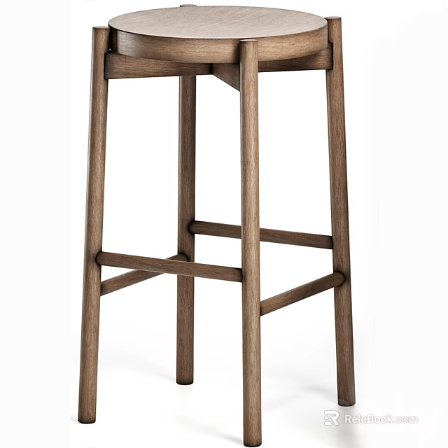 Solid Wooden Bar Stool With Crossed Leg Design For Modern Home Decor 3d model