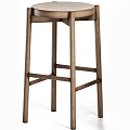 Solid Wooden Bar Stool With Crossed Leg Design For Modern Home Decor 3d model