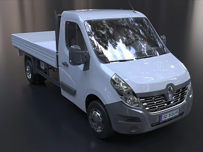 White Modern Flatbed Commercial Truck With Single Cab For Cargo Transport 3d model