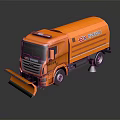 Yellow Expert Cleaning Truck With Snow Plow And Broom Attachments