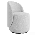 Light Gray Bouclé Accent Chair Modern Curved Back Round Base Living Room Furniture Design