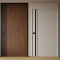 Modern Security Doors With Wood Grain And Light Gray Panel Design 3d model