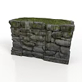 Rustic Stone Wall Structure with Moss Covered Natural Stone Blocks Architectural Design 3d model