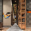 Modern Restaurant Interior Design With Hanging Lamps Staircase And Decorative Elements