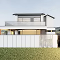 Modern Detached Villa Featuring White Exterior Large Windows Glass Balcony Railing Lawn And Mountain View