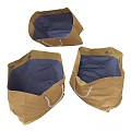 Set of Three Beige Fabric Storage Baskets With White Handles