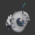 Futuristic Sci Fi Character And Humanoid Creature With Mechanical Armor Helmet And Blue Accents