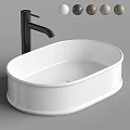 Contemporary White Oval Ceramic Bathroom Sink With Sleek Black Faucet Design
