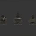 Three Black Train Mechanical Parts Model With Detailed Multi Layer Structure Design