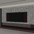 Modern TV Wall Design With Marble Pattern Panel Built-in TV And LED Strip Lighting