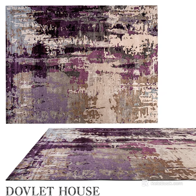 Square Rug With Abstract Purple Beige Brown Pattern For Modern Interior 3d model 