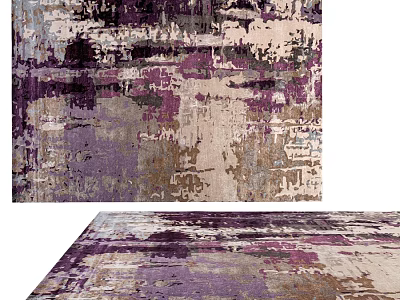 Square Rug With Abstract Purple Beige Brown Pattern For Modern Interior 3d model