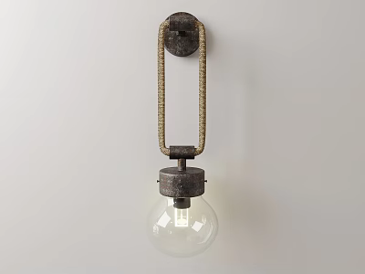 Vintage Industrial Wall Light With Woven Rope Metal Frame And Transparent Glass Shade 3d model