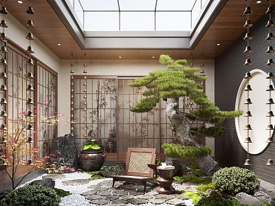 New Chinese Zen Patio Courtyard Landscape Landscaping Landscape Plants Moss Landscape Setches Patio Landscape model