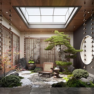 New Chinese Zen Patio Courtyard Landscape Landscaping Landscape Plants Moss Landscape Setches Patio Landscape 3d model