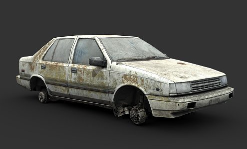 Abandoned cars. 3d model