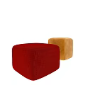 Red and Yellow Upholstered Square Shaped Ottoman Stools for Home Decor 3d model