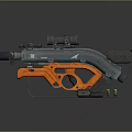 Orange Gray Modern Weapon Featuring Scope Stand And Accessories Design 3d model