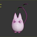 Cute White Game Movie Character With Pointed Ears Big Eyes And Green Leaf Plant