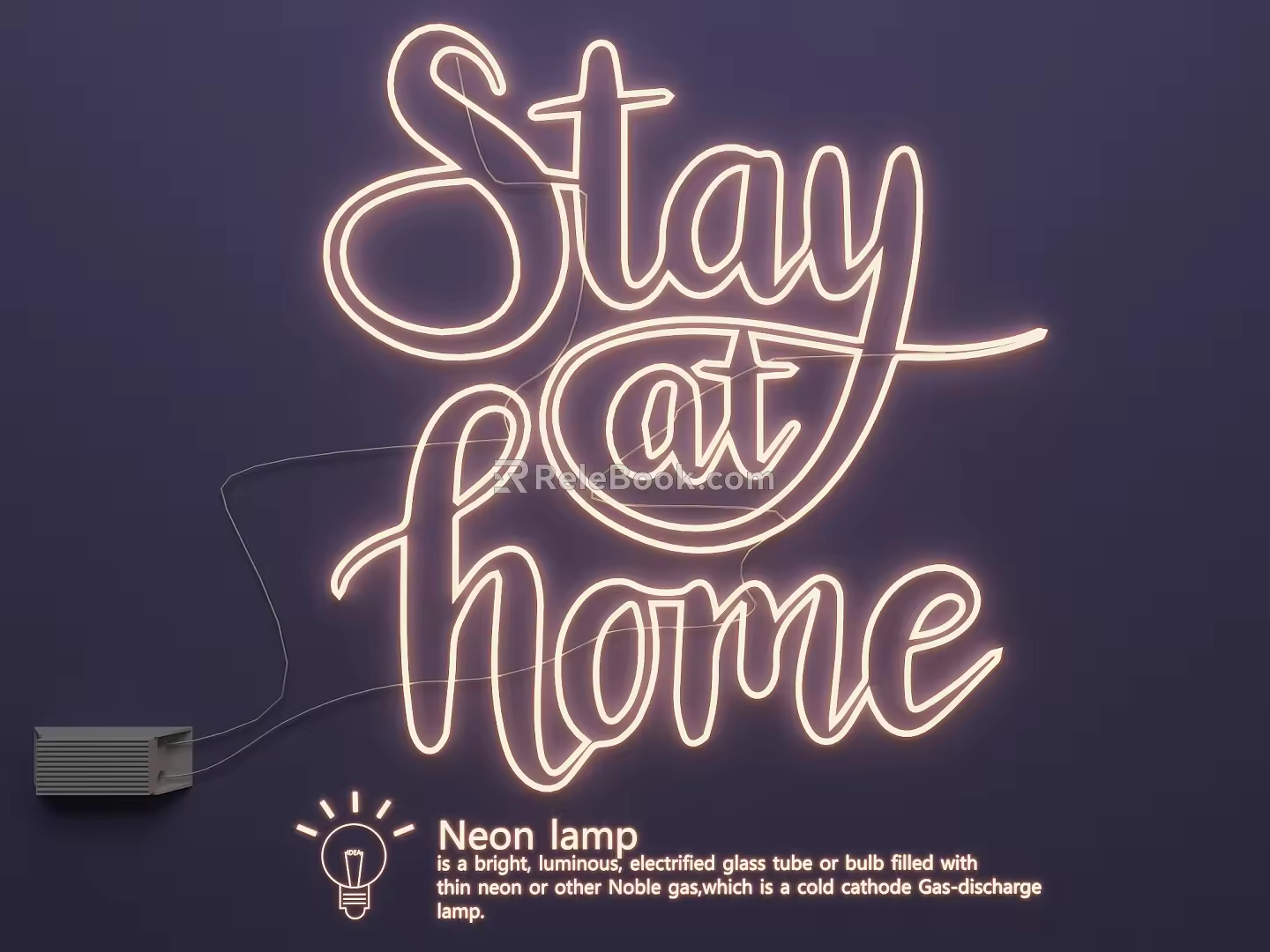 Neon luminous characters creative text 3d model