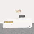 CHLITINA Store Front Desk With White LED Light Design And Computer