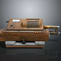 Vintage Rusty Metal Industrial Machinery with Control Panel Handles and Solid Base